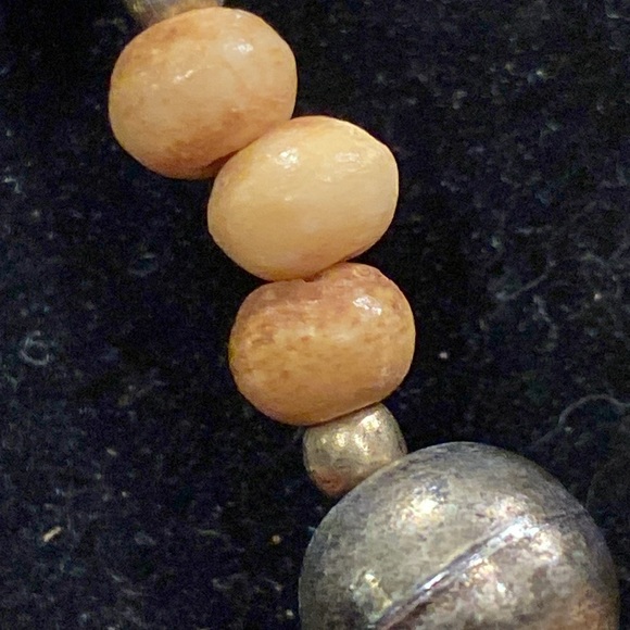 Carnelian and OrganicBeaded Necklace. Silver Tone Findings. No Clasp - Picture 9 of 10